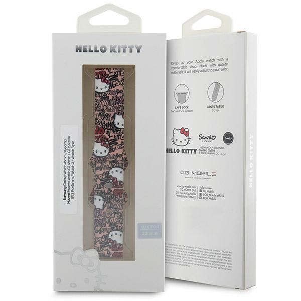 Hello Kitty universāla viedpulksteņa siksniņa Silicone Tags Graffiti 22mm, rozā