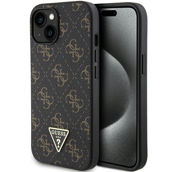 Guess 4G Triangle Metal Logo apvalks iPhone 15 Plus / 14 - melns | case for black