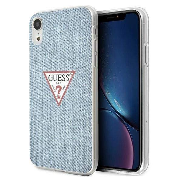 Guess GUHCI61PCUJULLB iPhone Xr синий/светло-голубой жесткий чехол Джинсовая...