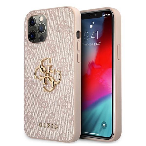Guess GUHCP12M4GMGPI iPhone 12/12 Pro 6,1\" rozā cietais futrālis 4G Big Metal Logo | pink hardcase