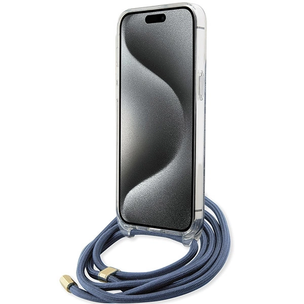 Apple iPhone 15 Pro 6.1\'\' Guess Crossbody Cord 4G Print Case Cover, Blue
