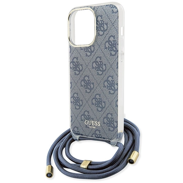Apple iPhone 15 Pro 6.1\'\' Guess Crossbody Cord 4G Print Case Cover, Blue