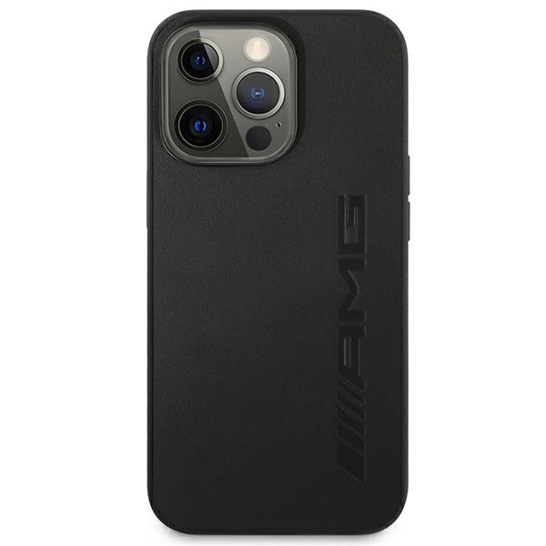 Mercedes iPhone 14 Pro vāciņš Leather Hot Stamped, melns