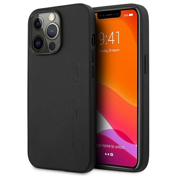 Mercedes iPhone 14 Pro Max Case Leather Hot Stamped, Black