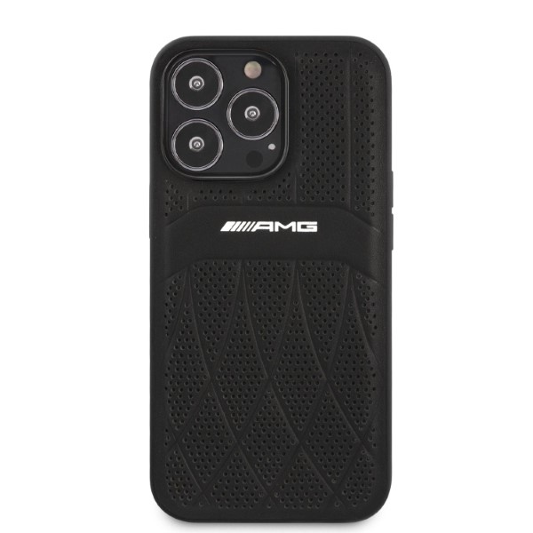 Mercedes iPhone 13 / 13 Pro vāciņš Leather Curved Lines, melns
