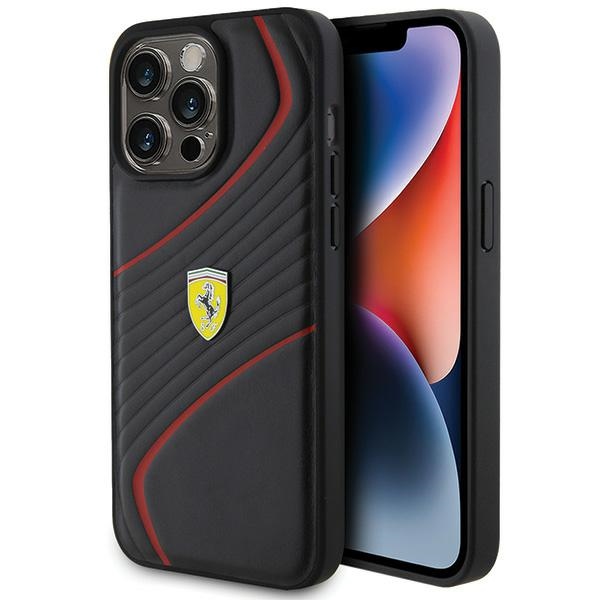Ferrari Twist Metal Logo vāciņš iPhone 15 Pro Max - melns