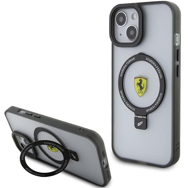 Ferrari iPhone 15 Plus / 14 Plus vāciņš Ring Stand 2023 MagSafe, melns