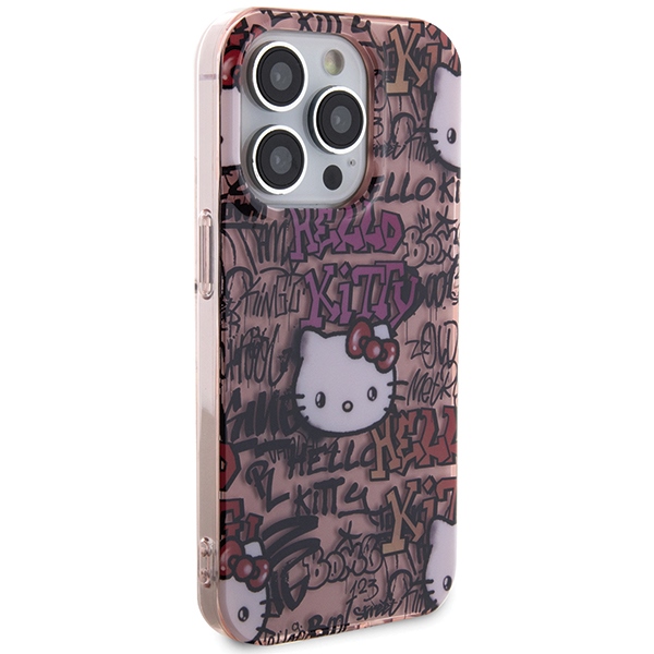 Чехол Hello Kitty для iPhone 14 Pro Max IML Tags Graffiti, розовый