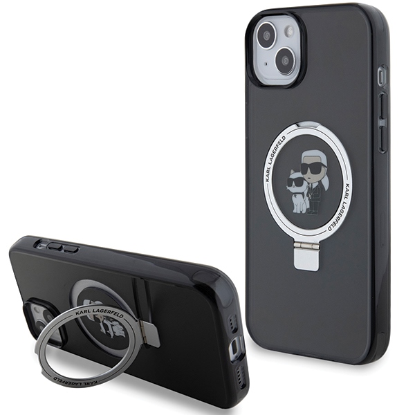Karl Lagerfeld Ring Stand MagSafe Case for iPhone 15 / 14 / 13 Black
