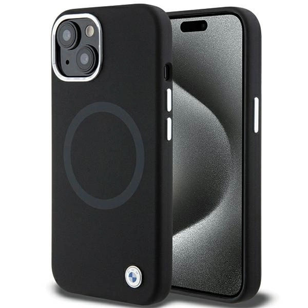 BMW iPhone 15 Plus / 14 Plus vāciņš Signature Liquid Silicone MagSafe, melns