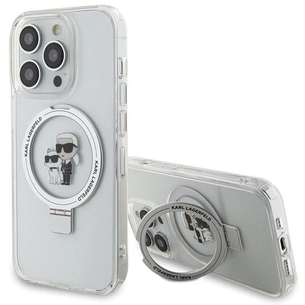 Apple iPhone 13 Pro Max 6.7" Karl Lagerfeld Ring Stand Karl&Choupette MagSafe Case Cover, White | Telefona Maciņš...