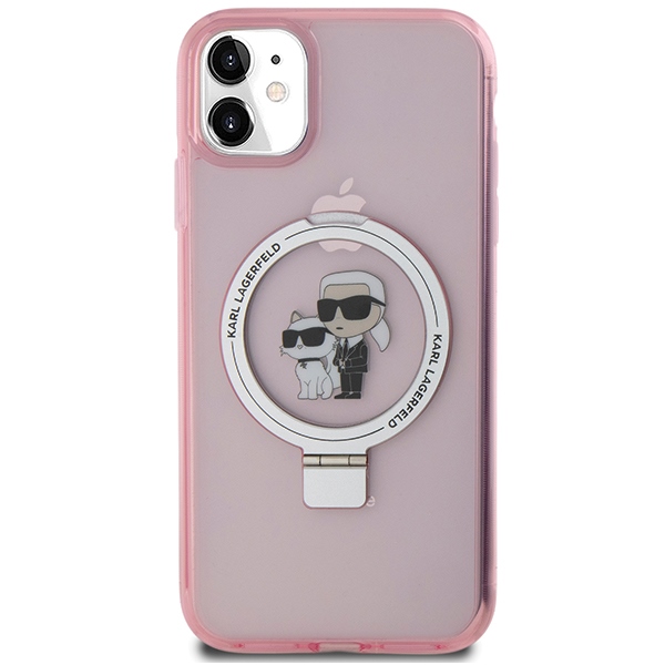 Karl Lagerfeld iPhone 11 / XR Case Ring Stand Karl & Choupette MagSafe, Pink