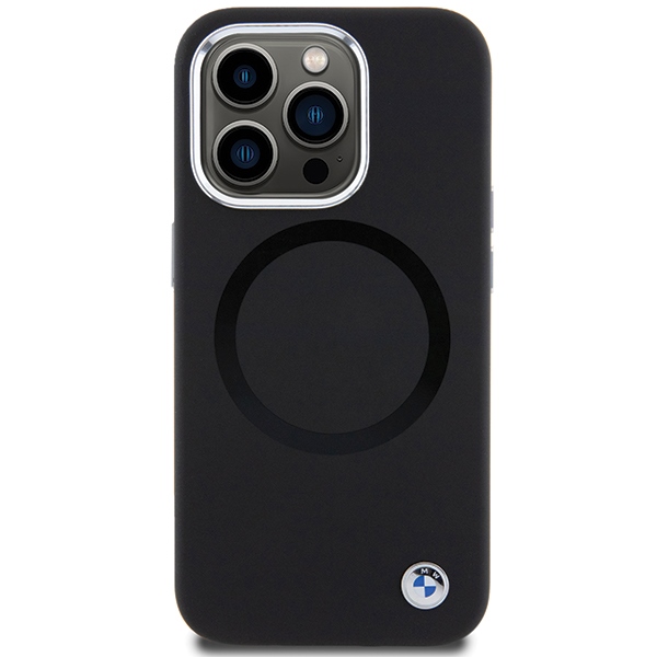 BMW iPhone 15 Pro vāciņš Signature Liquid Silicone MagSafe, melns