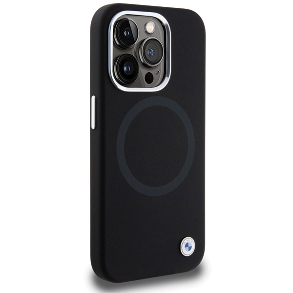 BMW iPhone 15 Pro vāciņš Signature Liquid Silicone MagSafe, melns