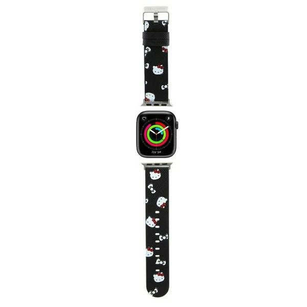Ремешок Hello Kitty для Apple Watch 38/40/41mm Heads & Bows Pattern, черный