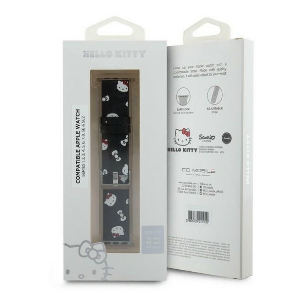 Hello Kitty Strap for Apple Watch 38/40/41mm Heads & Bows Pattern, Black