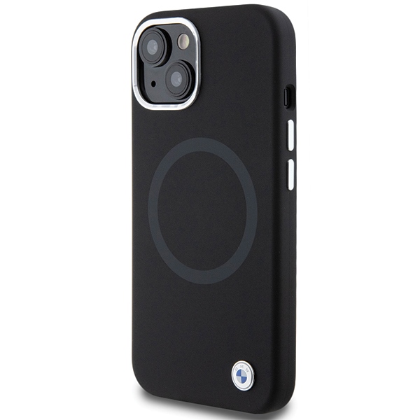 BMW iPhone 15 vāciņš Signature Liquid Silicone MagSafe, melns