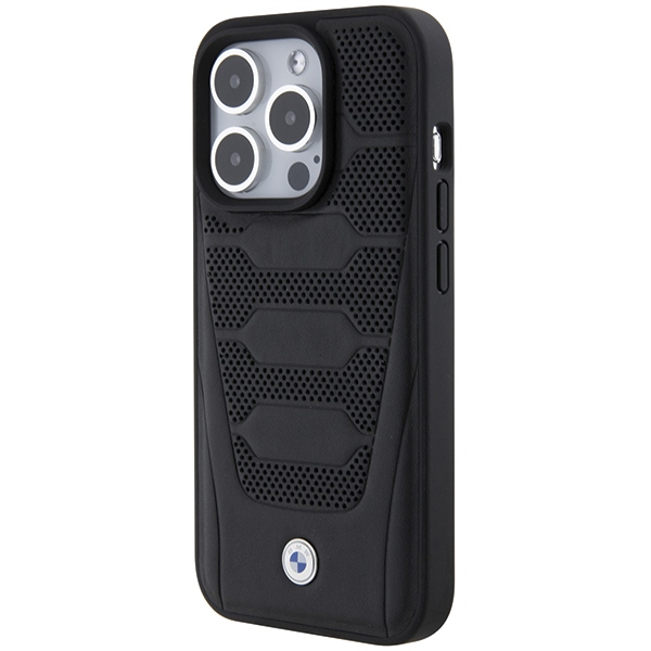 BMW iPhone 15 Pro Max vāciņš Leather Seats Pattern, melns