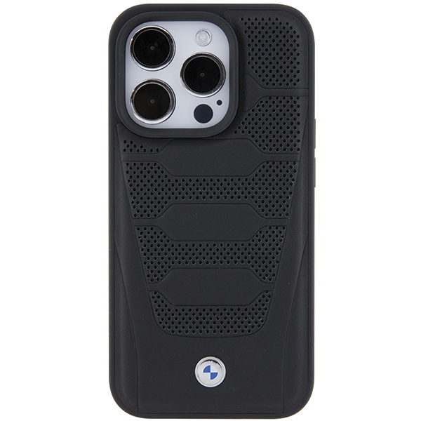 BMW iPhone 15 Pro Max vāciņš Leather Seats Pattern, melns