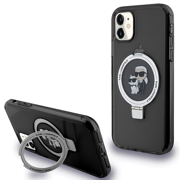 Чехол Karl Lagerfeld для iPhone 11 / XR Ring Stand Karl & Choupette MagSafe, черный