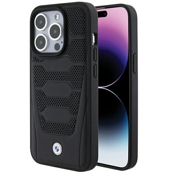 BMW ādas sēdekļu vāciņš iPhone 15 Pro - melns | Leather Seats Pattern case for black