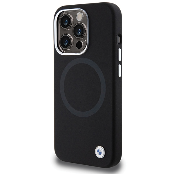 BMW iPhone 15 Pro Max vāciņš Signature Liquid Silicone MagSafe, melns
