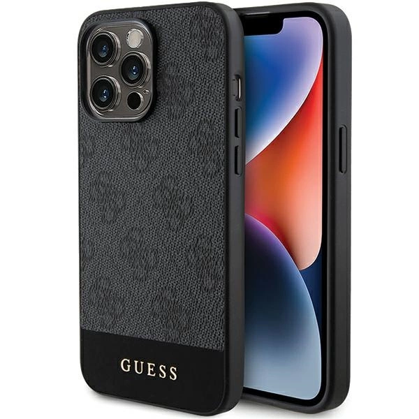 Guess 4G Stripe Collection futrālis iPhone 15 Pro Max - pelēks | case for gray