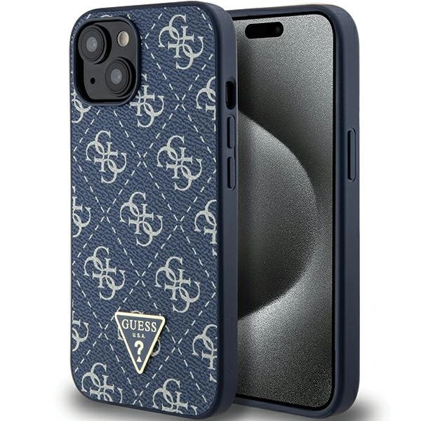 Guess 4G trīsstūra metāla vāciņš ar logotipu iPhone 15/14/13 - Zils | Triangle Metal Logo Case for Blue