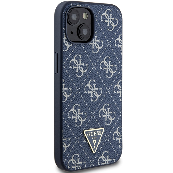 Guess iPhone 15 Plus / 14 Plus vāciņš 4G Triangle Metal Logo, zils