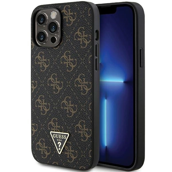 Guess 4G trīsstūra metāla vāciņš ar logotipu iPhone 13 Pro Max - melns | Triangle Metal Logo case for black