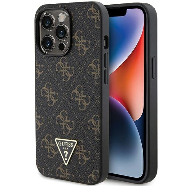 Guess 4G trīsstūra metāla vāciņš ar logotipu iPhone 13 Pro / - melns | Triangle Metal Logo case for black