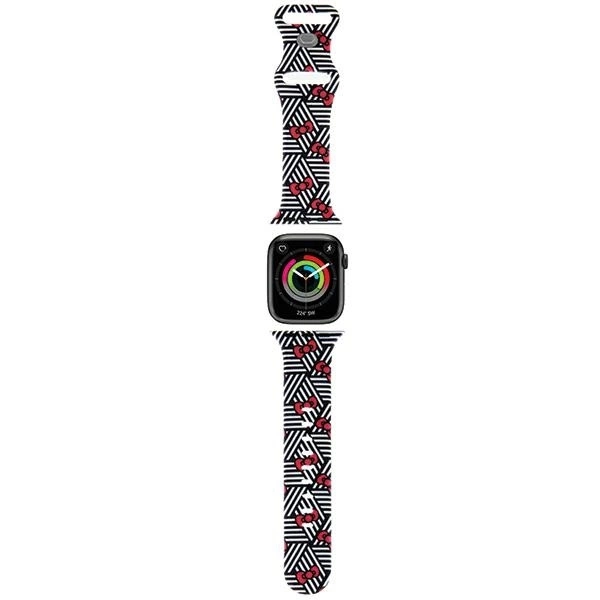 Ремешок Hello Kitty для Apple Watch 38/40/41 mm Silicone Bows & Stripes, черный