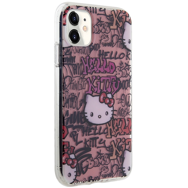 Чехол Hello Kitty для iPhone 11 / XR IML Tags Graffiti, розовый