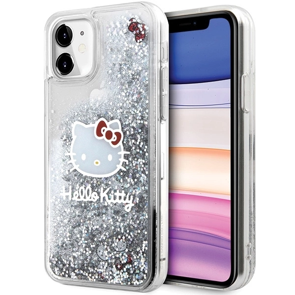 Apple iPhone 11 6.1'' Hello Kitty Liquid Glitter Charms Kitty Head Cover Case, Silver | Telefona Maciņš Vāciņš...