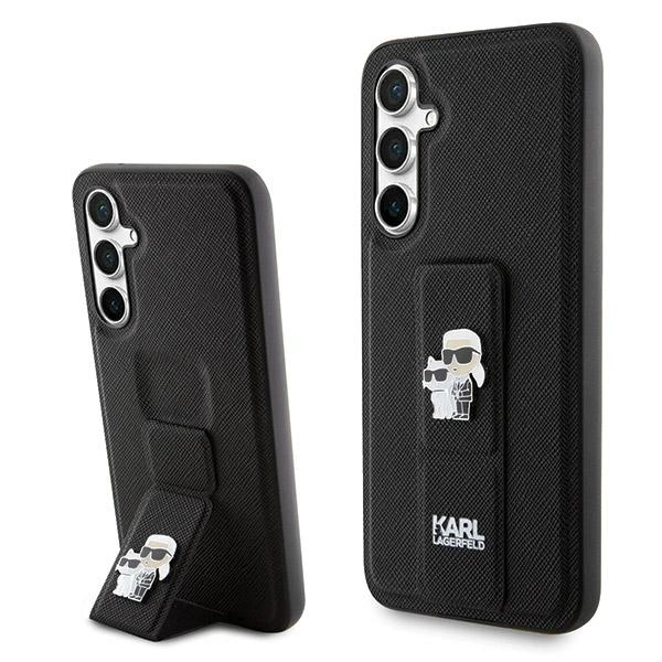 Karl Lagerfeld Samsung Galaxy S23 FE Case Gripstand Saffiano Karl&Choupette, Black
