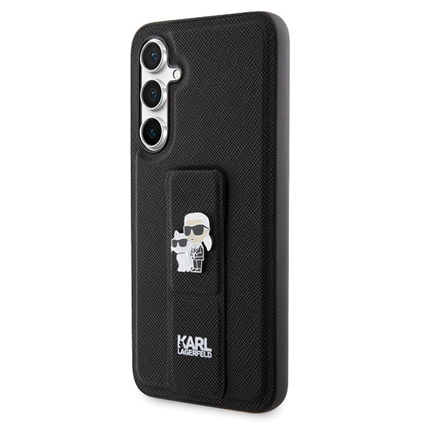 Karl Lagerfeld Samsung Galaxy S23 FE Case Gripstand Saffiano Karl&Choupette, Black
