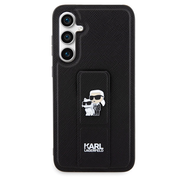 Karl Lagerfeld Samsung Galaxy S23 FE Case Gripstand Saffiano Karl&Choupette, Black