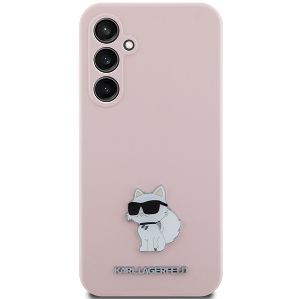 Karl Lagerfeld Samsung Galaxy S23 FE Case Silicone Choupette Metal Pin, Pink