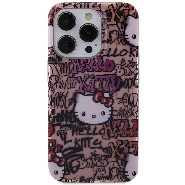 Hello Kitty iPhone 13 Pro Max vāciņš IML Tags Graffiti, rozā