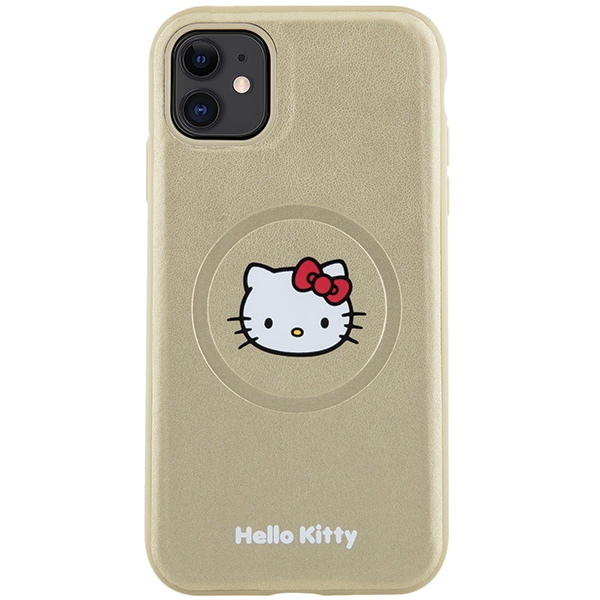 Чехол Hello Kitty для iPhone 11 / XR Leather Kitty Head MagSafe, золотистый