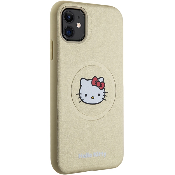 Чехол Hello Kitty для iPhone 11 / XR Leather Kitty Head MagSafe, золотистый