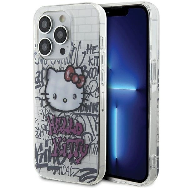 Apple iPhone 13 / 13 Pro 6.1'' Hello Kitty IML Kitty On Bricks Graffiti Cover Case, White | Telefona Maciņš Vāciņš...