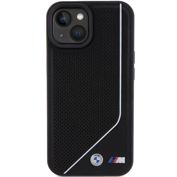 Перфорированный чехол BMW Twisted Line MagSafe для iPhone 15/14/13 - черный