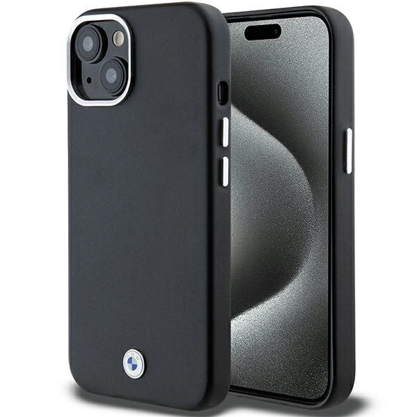 BMW iPhone 15 Plus / 14 Plus vāciņš Signature Wrapped Metal MagSafe, melns