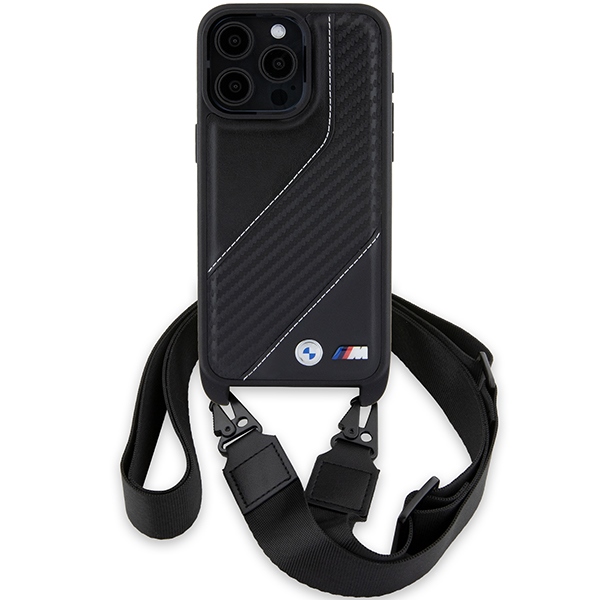 BMW iPhone 15 Pro Max чехол M Edition Carbon Stripe & Strap, черный