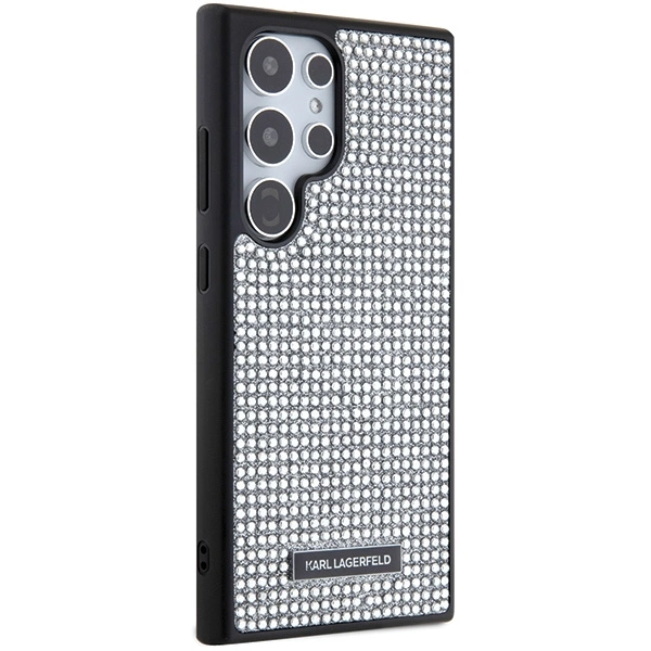 Samsung Galaxy S24 Ultra (SM-S928) Karl Lagerfeld Rhinestone Metal Logo Case Cover, Silver