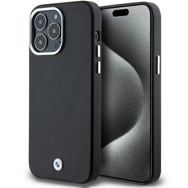 BMW iPhone 15 Pro Max vāciņš Signature Wrapped Metal MagSafe, melns