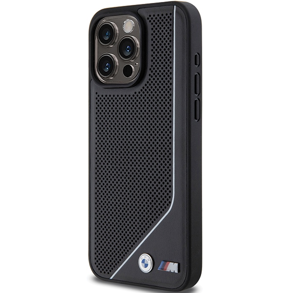 Перфорированный чехол BMW Twisted Line MagSafe для iPhone 15 Pro Max - черный