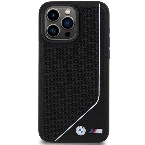 Перфорированный чехол BMW Twisted Line MagSafe для iPhone 15 Pro Max - черный