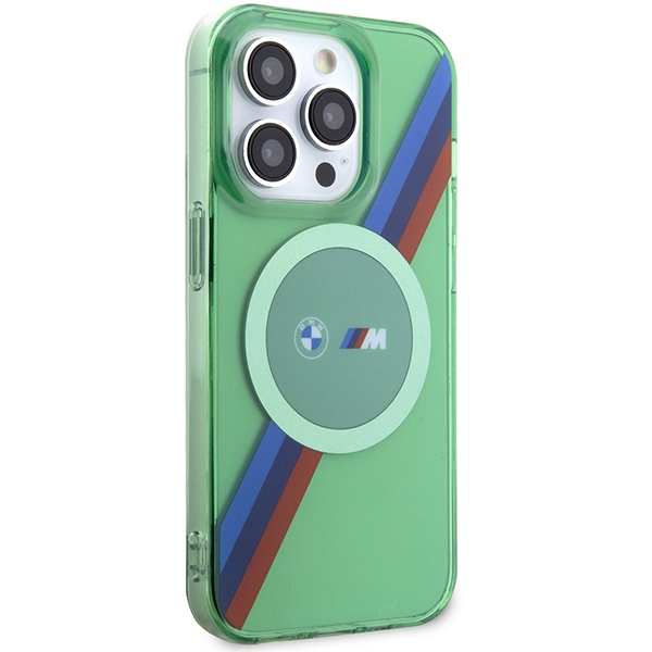BMW iPhone 15 Pro vāciņš M Tricolor Stripes MagSafe, zaļš